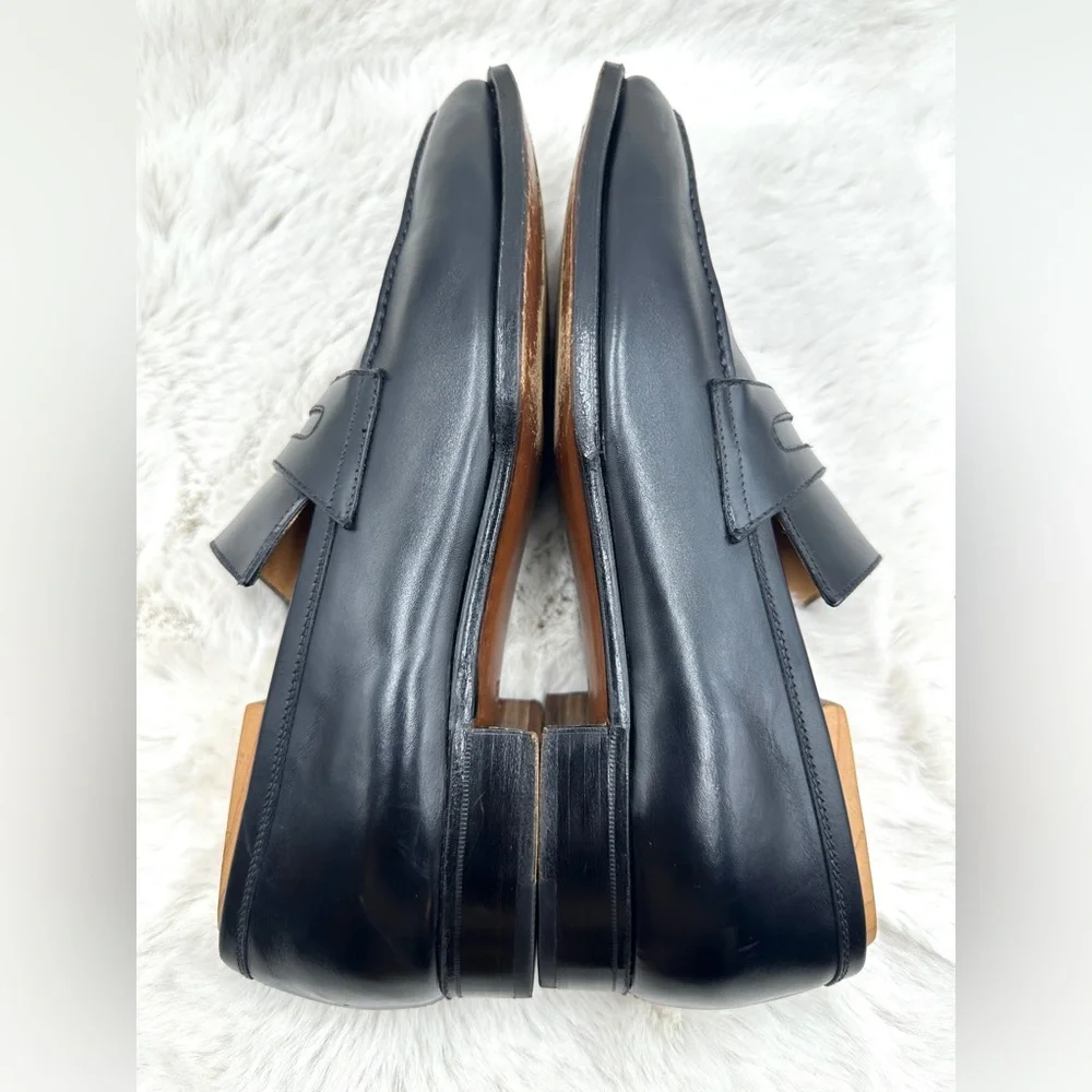 Gravati Black Leather Penny Loafers‎ Italy Mens 9.5 D like NEW dress shoes